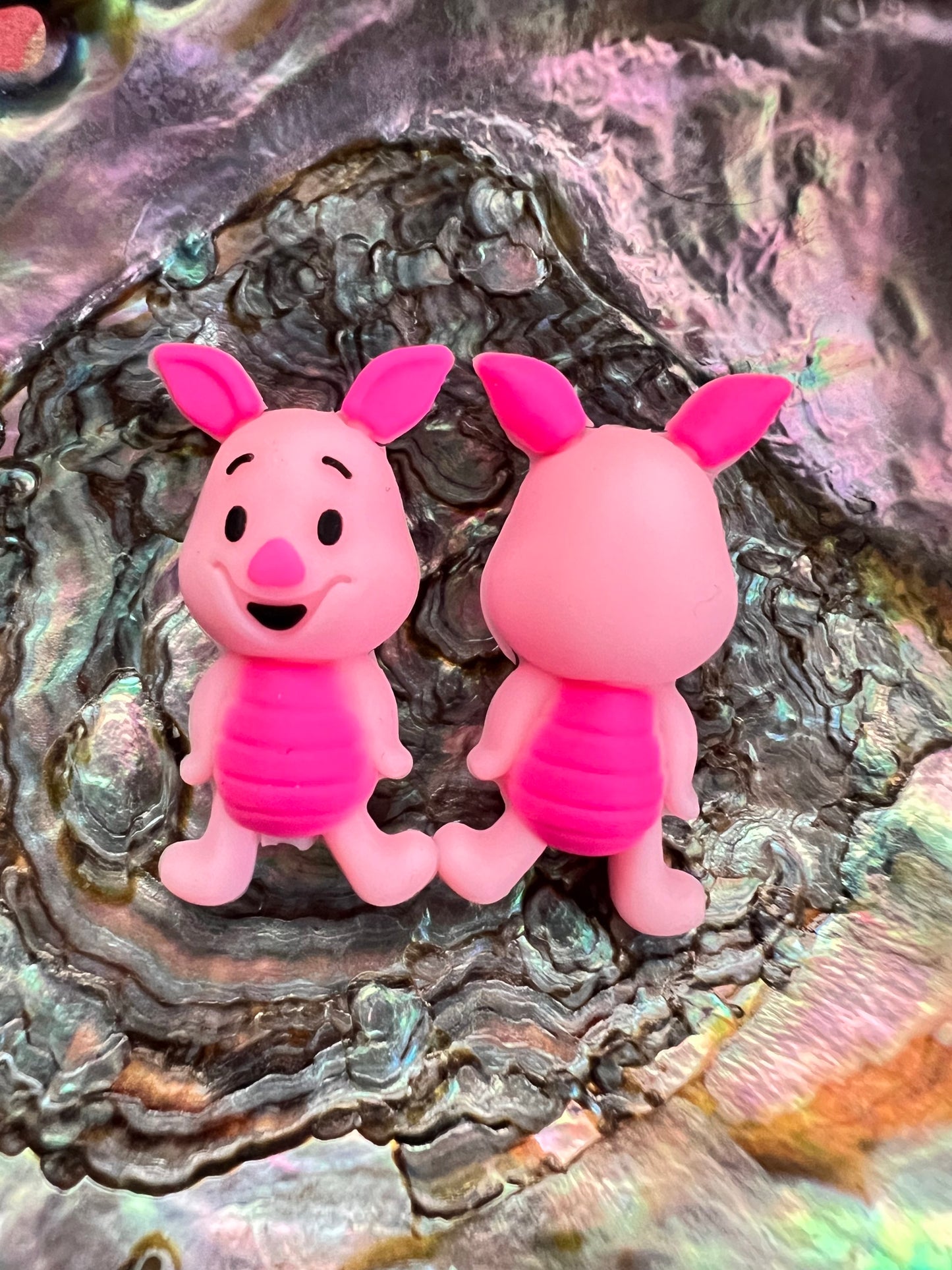 (1)PC- 3D CUTE Standing Pink Baby Pig Silicone Focal Bead image 0