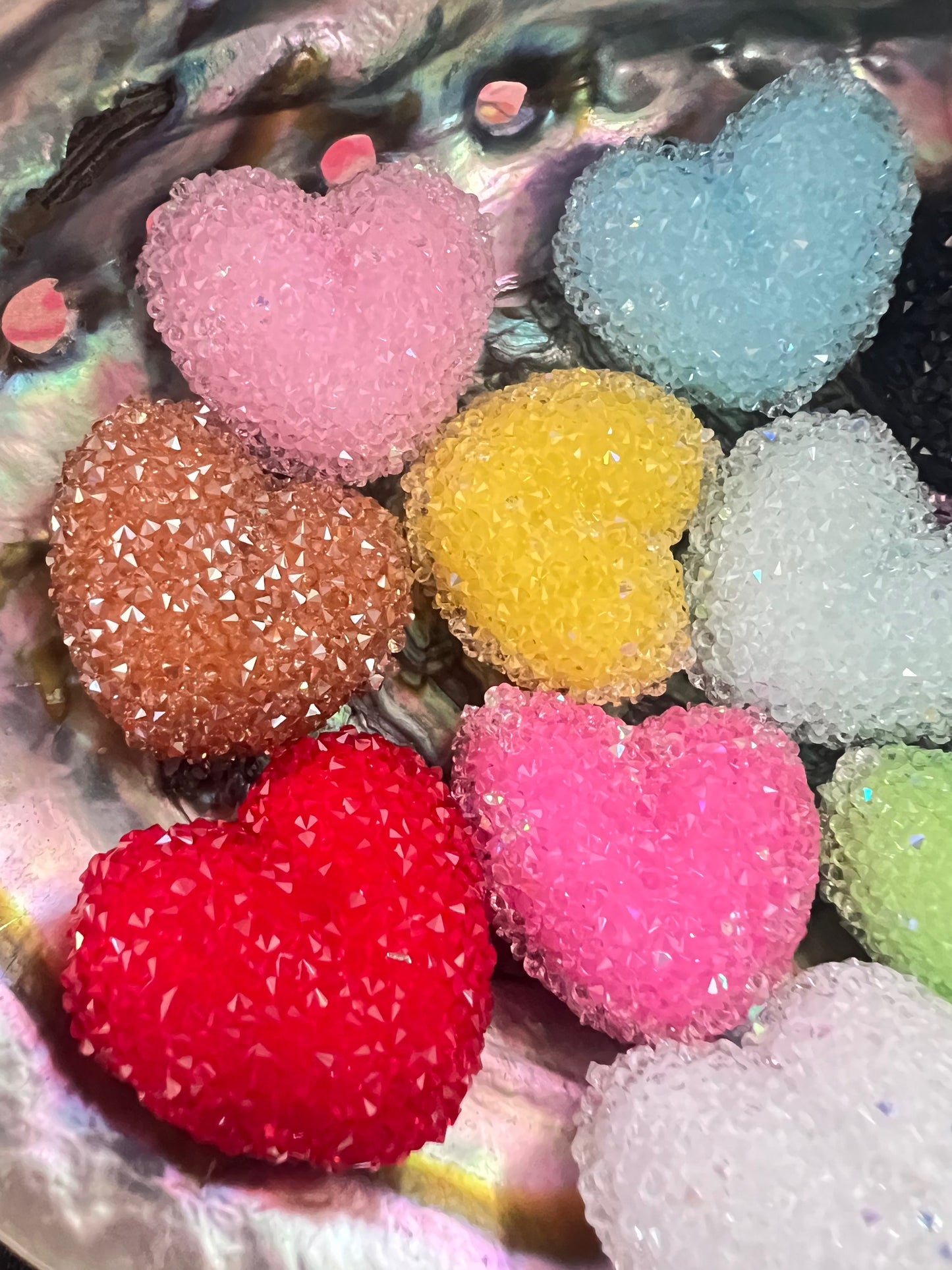 (1)PC- Choose Your Color- 27MM Large Size Sugar Coated Heart Bead image 2