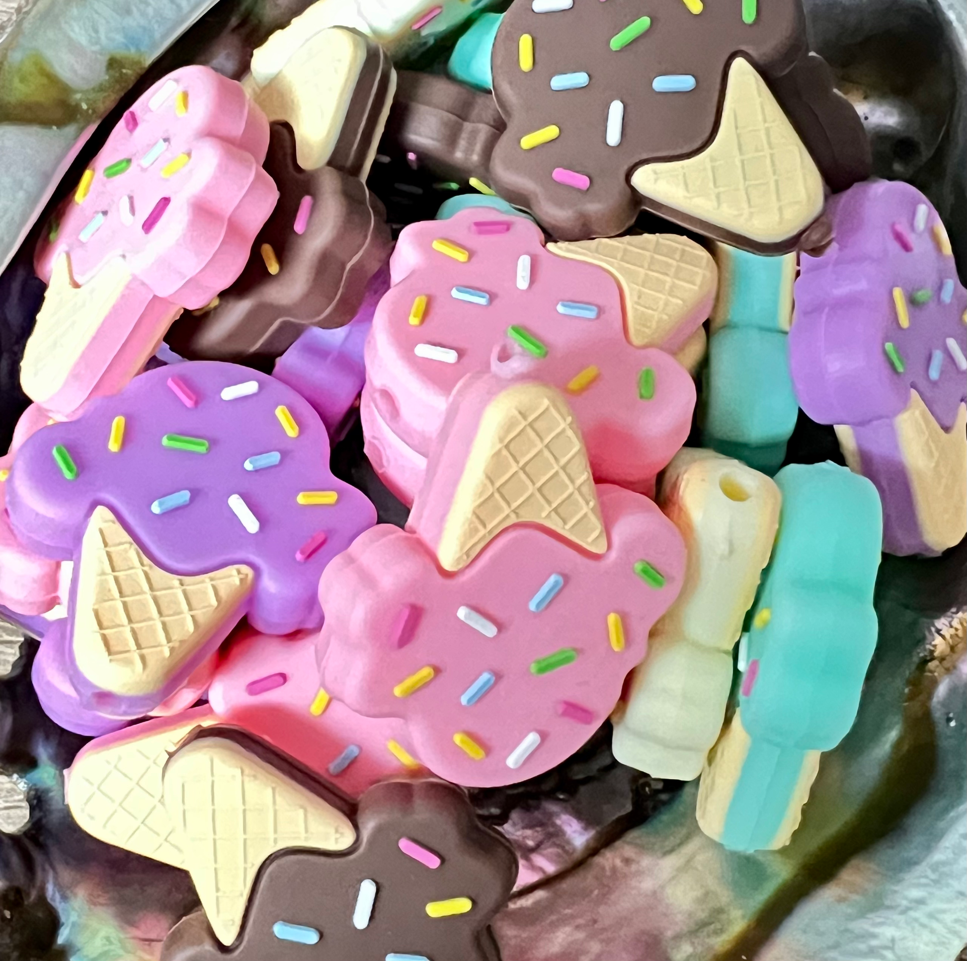(1)PC- Choose Your Color Sprinkled Ice Cream Cone Focal Bead image 0