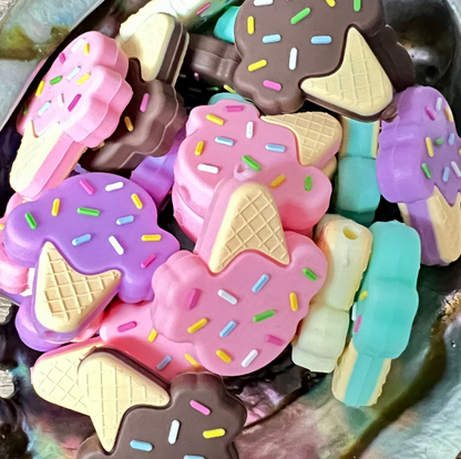 (1)PC- Choose Your Color Sprinkled Ice Cream Cone Focal Bead image 0