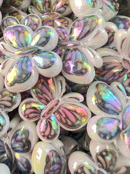 10 PCS- 24mm 3D Butterfly Multicolored UVAB Acrylic Beads image 2