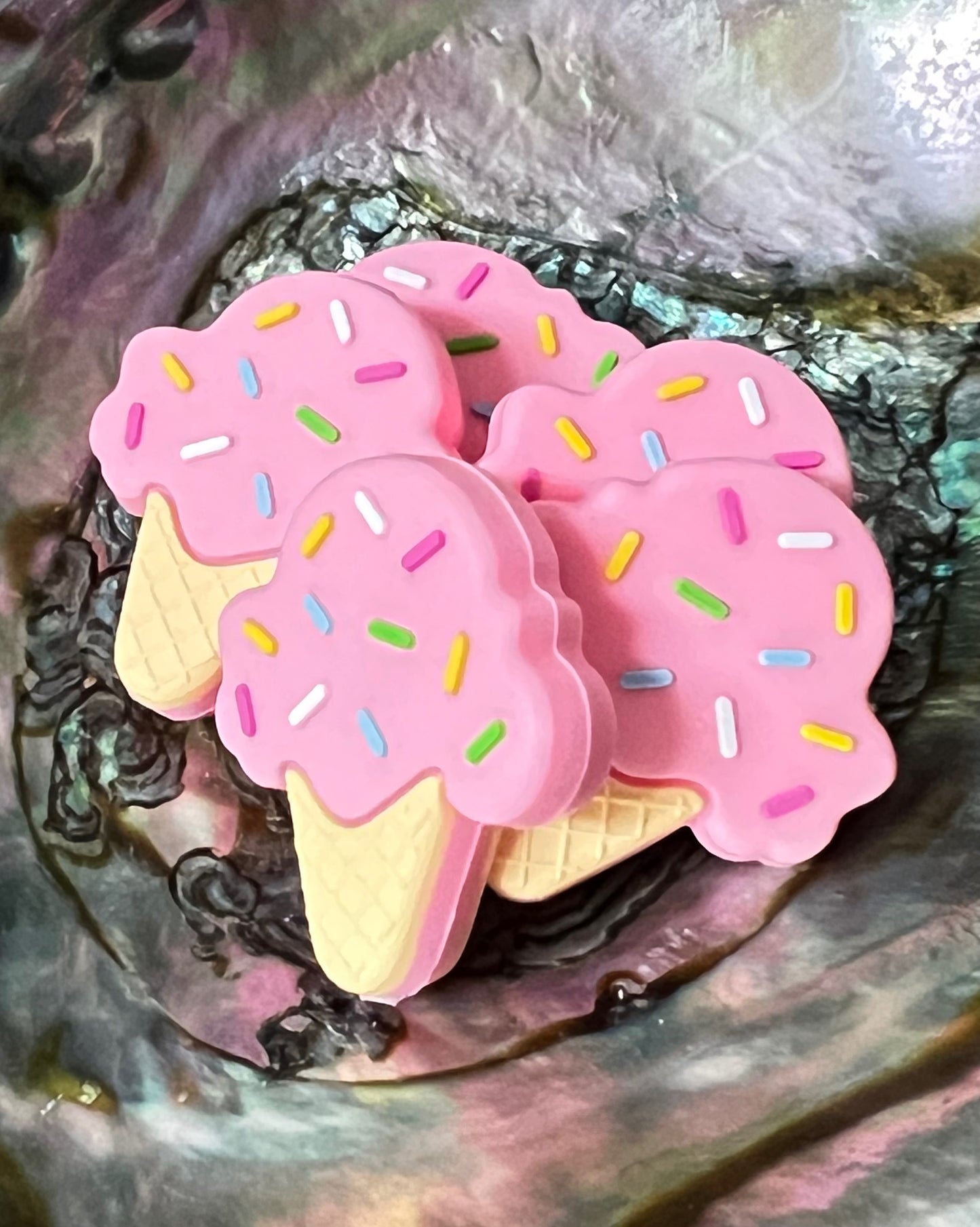 (1)PC- Choose Your Color Sprinkled Ice Cream Cone Focal Bead image 1