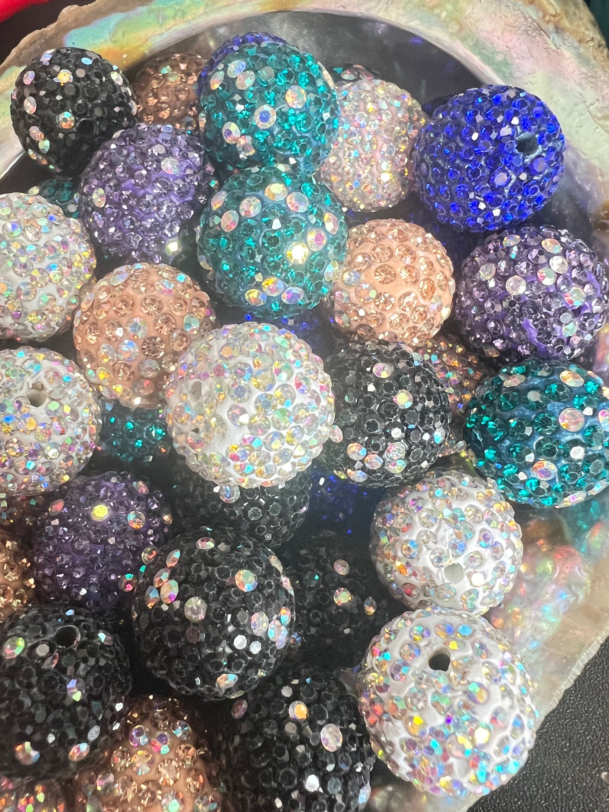 10 PCS - 16mm Multicolored Round Clay Rhinestone Beads image 1