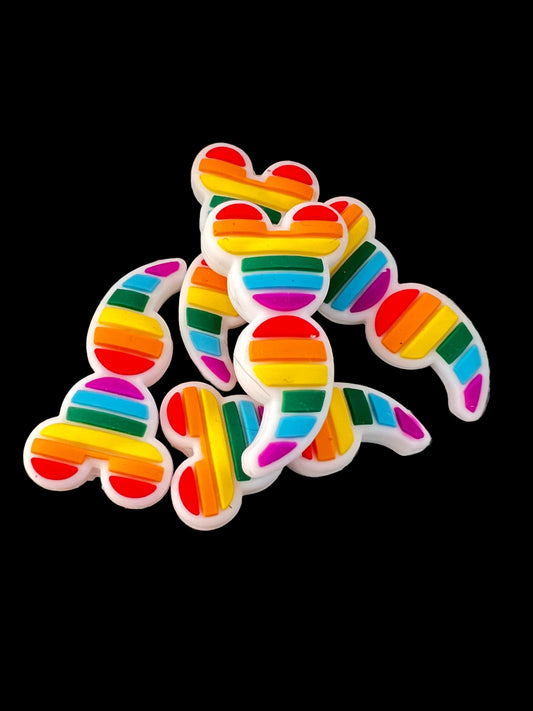 (1)PC- Colorful Rainbow Mouse Head/Semi-Colon  Focal Bead image 0