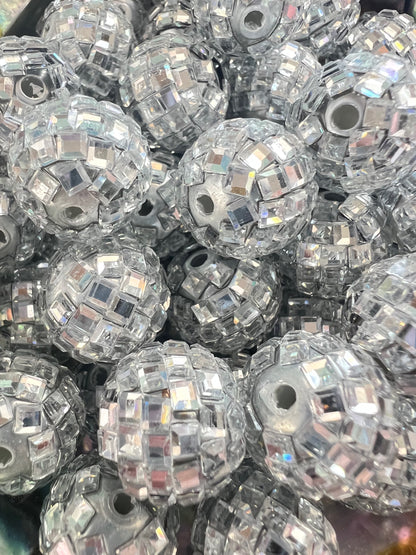 10 PCS - 16mm Silver/Chrome DISCO Mirror Round Acrylic Rhinestone Beads image 1