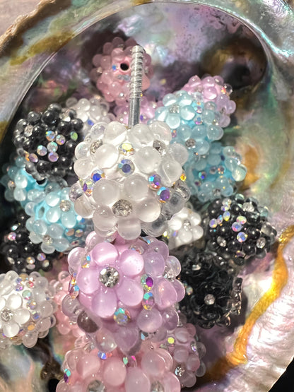 5 PCS- 19mm Fancy Round Mixed Colors Flowers/Rhinestones/Gems/ Clay Beads image 2