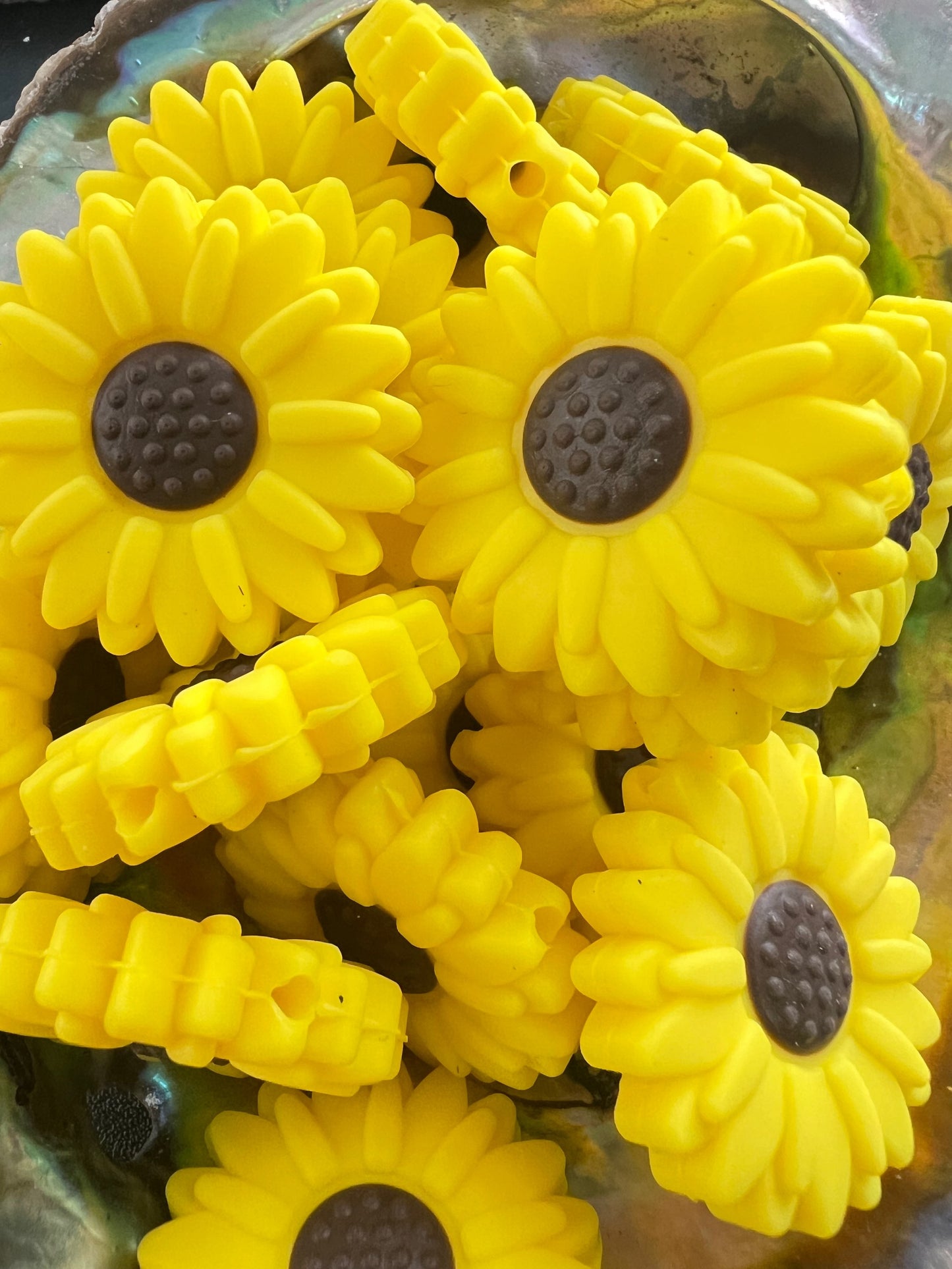 (1)PC- Large Size 29mm Yellow Daisy Flower Focal Bead image 0