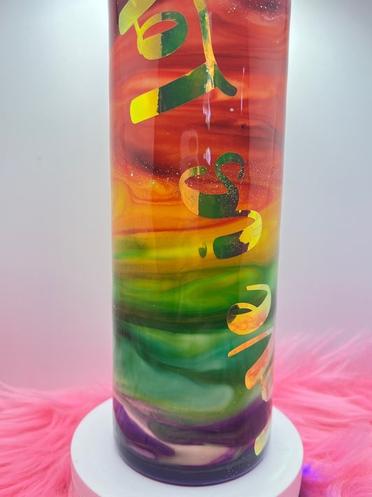 (1)- RTS 30oz Straight Love is Love RAINBOW ink/glitter Epoxy Tumbler image 0