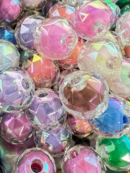 10 PCS- 16mm Multicolored Clear Double Layer UVAB Triangle Faceted Disco Beads image 1