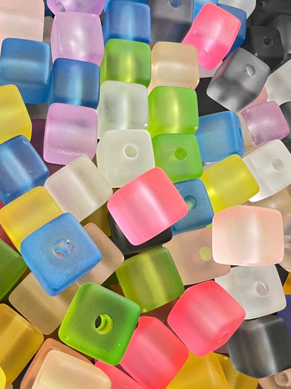 10 PCS- 14mm Silicone Touch Transparent Mixed Color Cube/Square Beads image 2