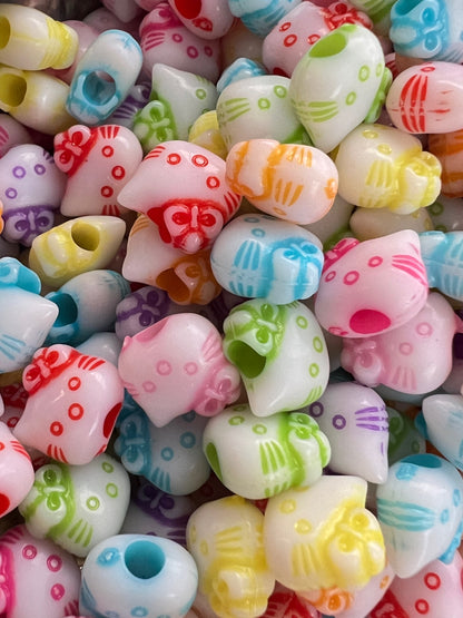 20 PCS- 8mm Cat shaped HK kitty designed Rainbow Beads image 1