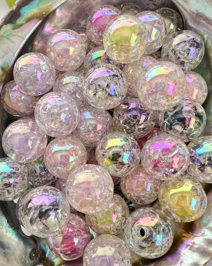 5 PCS  - 15mm Round Opaque Acrylic AB Crackle Beads image 2