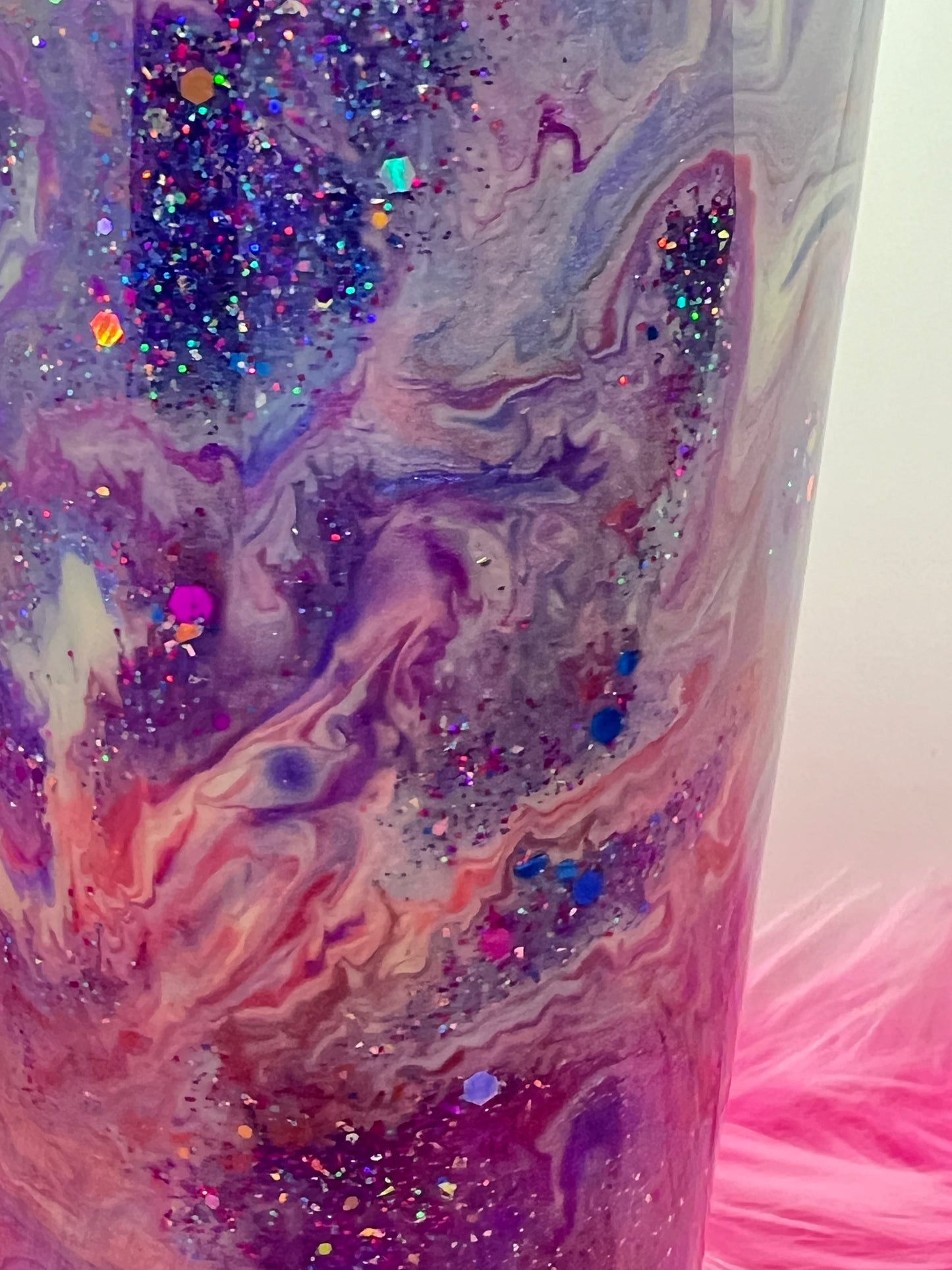 (1)- RTS 32oz Pink/Pur Tapered Milky Way Multi-Color Swirl/glitter Epoxy Tumbler image 3