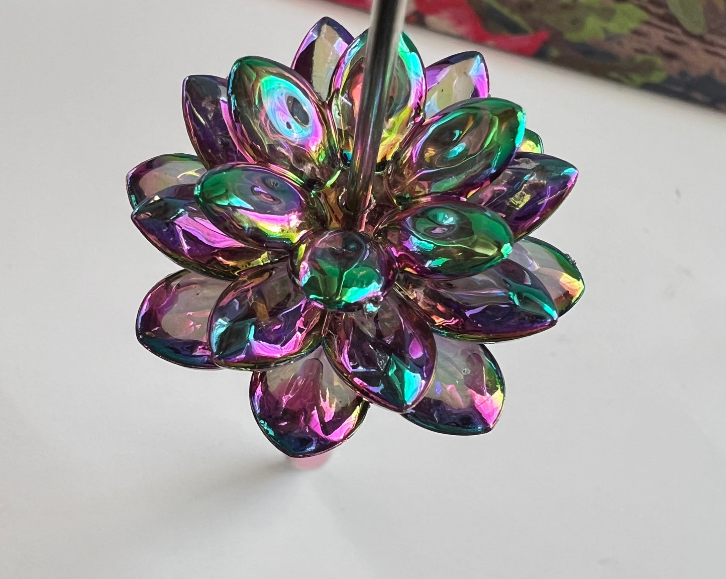 5 SETS-15 Pieces 38mm Lotus Flower Beads Aura Black UVAB Iridescent Rainbows image 0