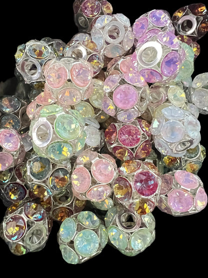 5 PCS- 14mm High Quality Mixed AB Colors Round Rhinestone Beads image 0