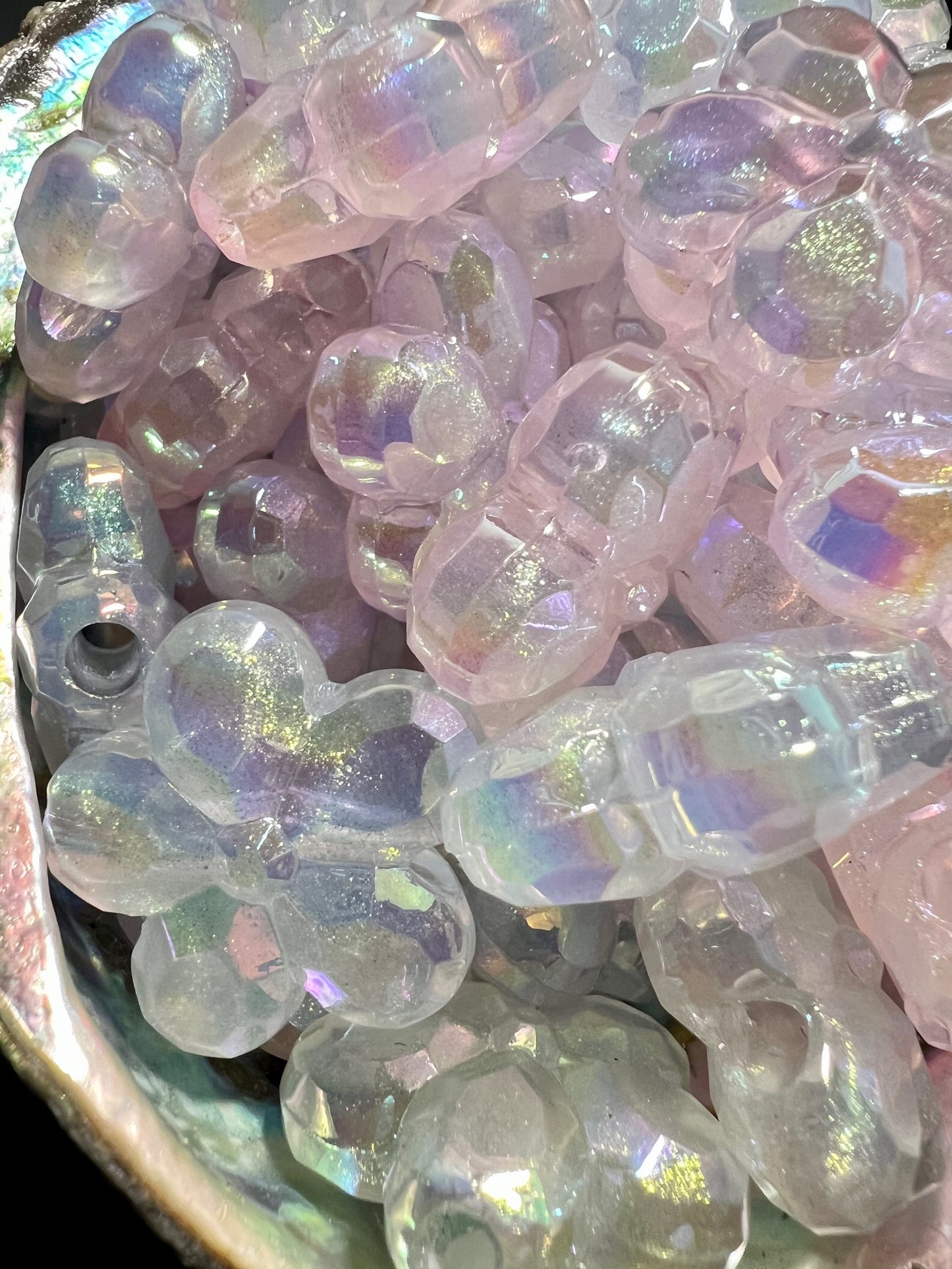 5PCS- 25mm 3D Flower UVAB Iridescent Pastel Colored Galaxy Acrylic Beads image 0