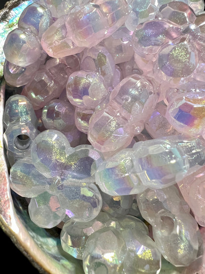 5PCS- 25mm 3D Flower UVAB Iridescent Pastel Colored Galaxy Acrylic Beads image 0