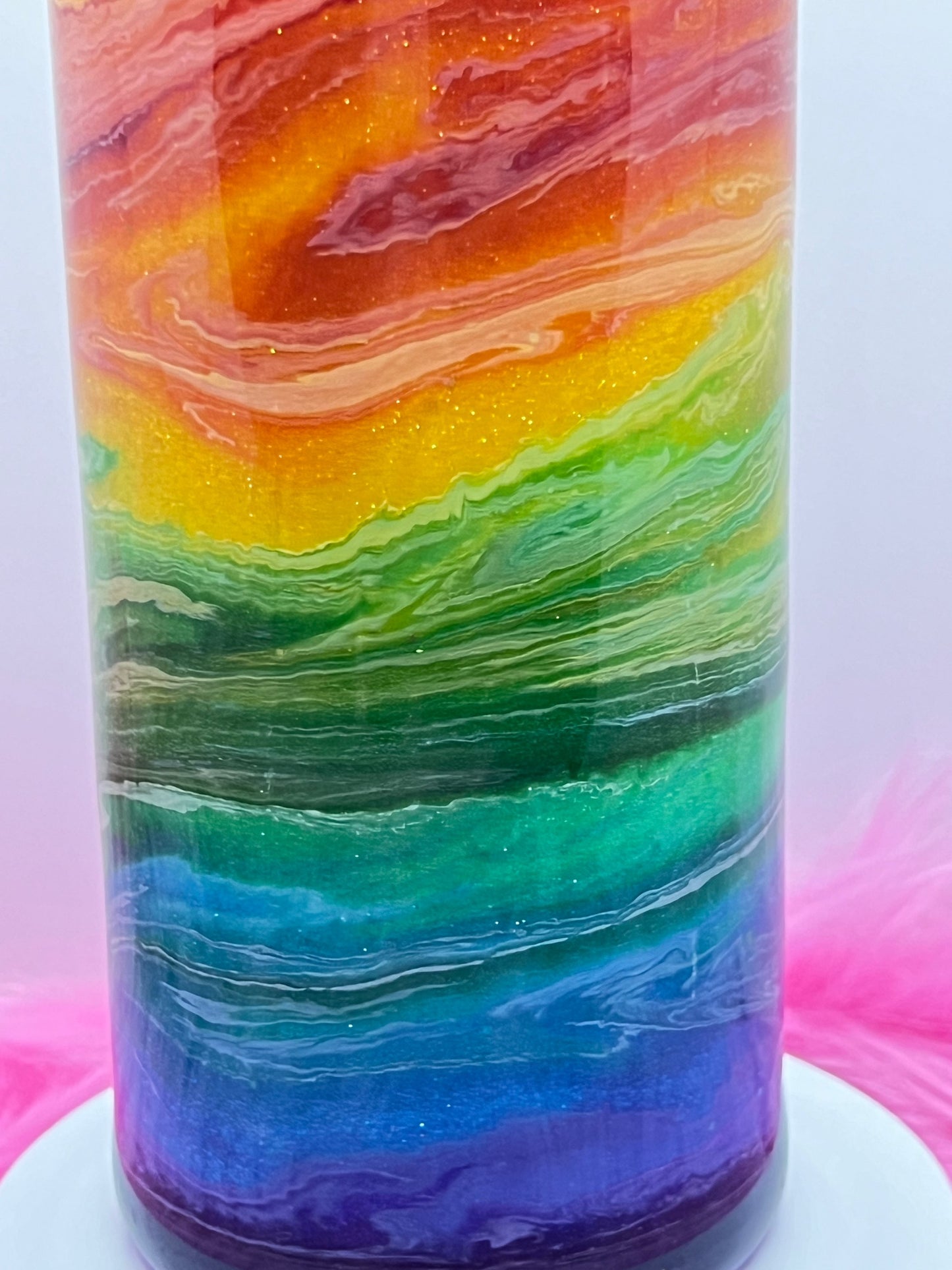 (1)- RTS 30oz Straight RAINBOW ink/glitter Epoxy Tumbler image 1