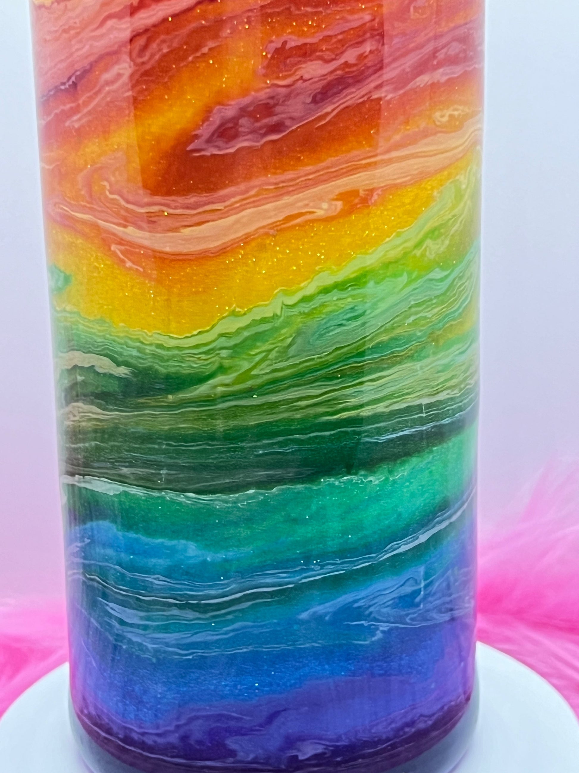 (1)- RTS 30oz Straight RAINBOW ink/glitter Epoxy Tumbler image 1