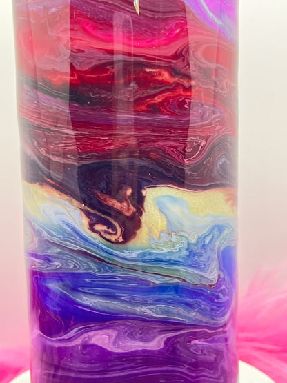 (1)- RTS 30oz Straight Pink/purple/red/blue MILKY WAY ink/glitter Epoxy Tumbler image 5