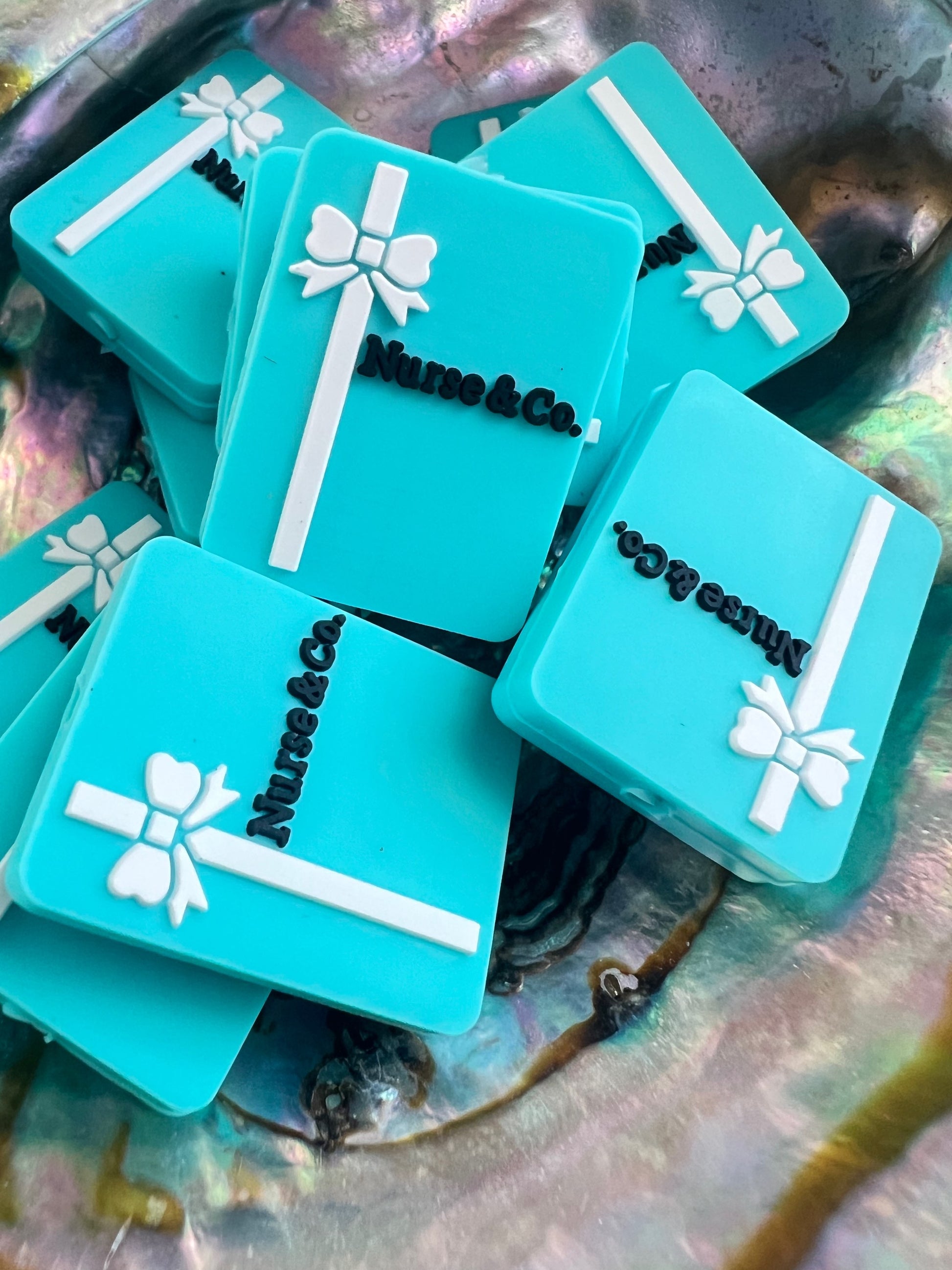 (1)PC- Square shaped- Nurse CO Book with Bow Silicone Focal Bead image 0