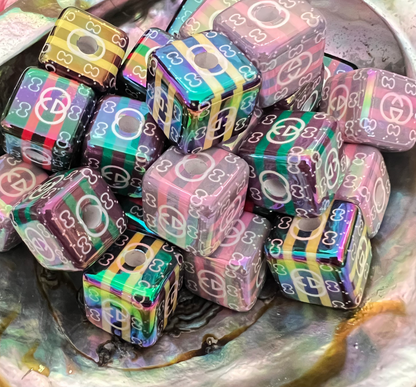 5PCS Choose Your Design, LoVe, C/C, DI OR, Colors, Cube/Square UVAB Coated Beads image 5