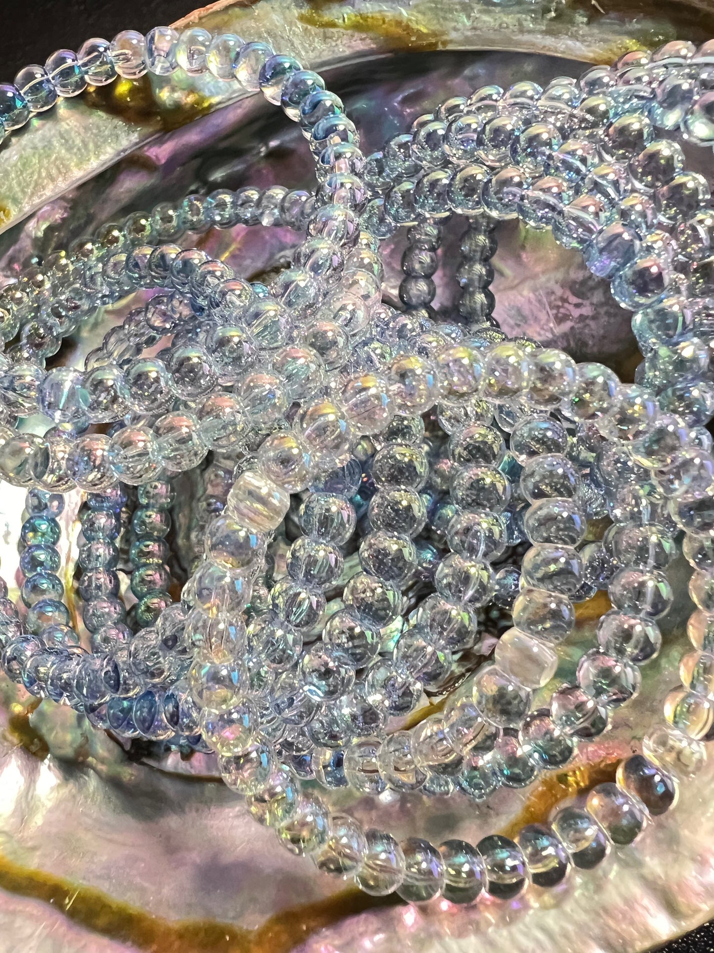 5 PCS- 47mm Acrylic Clear Blue AB Glitter AURA Bubble Round Shaped Frames image 0