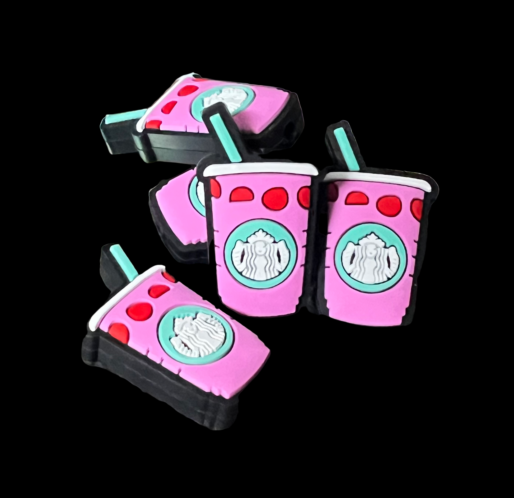 (1)PC- Starb-bucks Pink Drink with Strawberry Focal Bead image 0