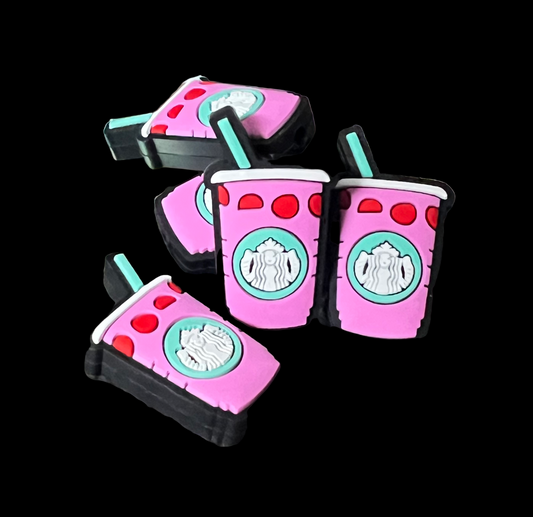 (1)PC- Starb-bucks Pink Drink with Strawberry Focal Bead image 0