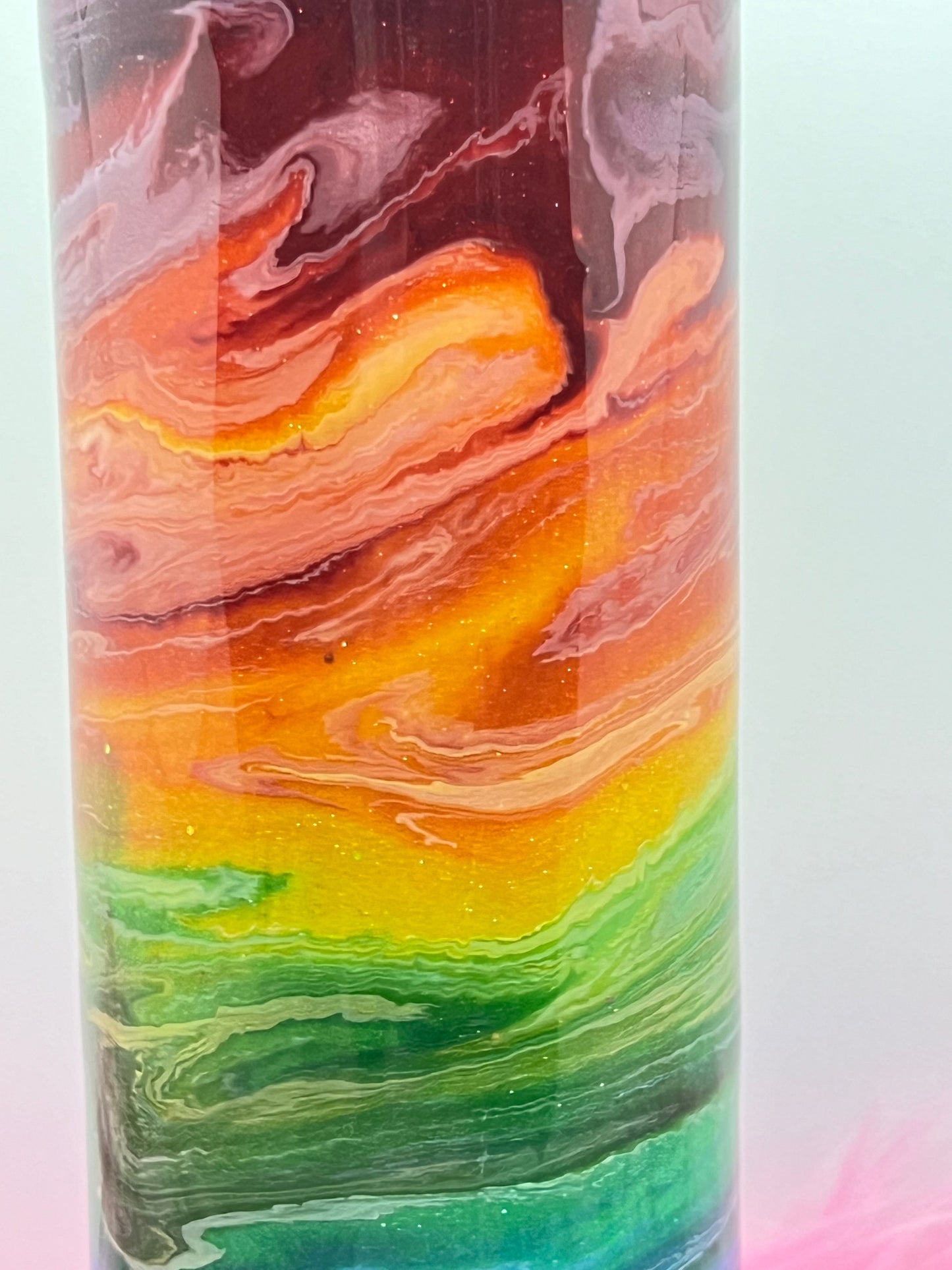 (1)- RTS 30oz Straight RAINBOW ink/glitter Epoxy Tumbler image 2