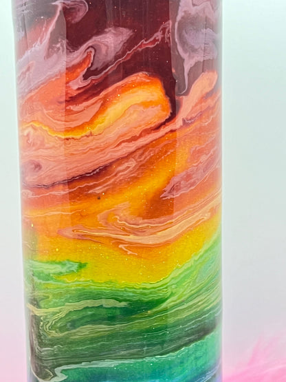 (1)- RTS 30oz Straight RAINBOW ink/glitter Epoxy Tumbler image 2