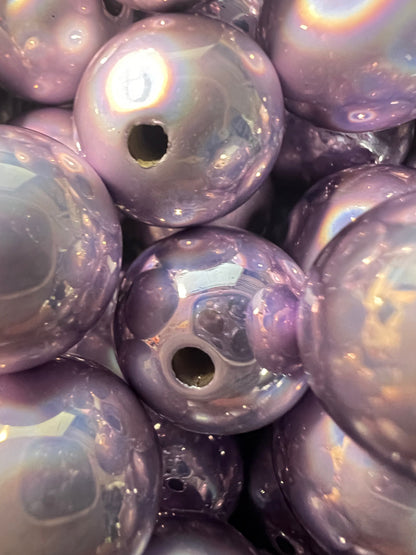 10 PCS - 16mm Lavender Purple Glossy Holographic/Metallic Acrylic Beads image 1