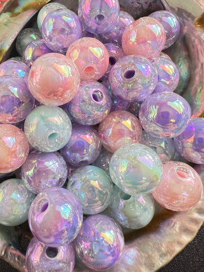 10 PCS - 15mm Round Pastel Opaque Acrylic AB Crackle Beads image 2