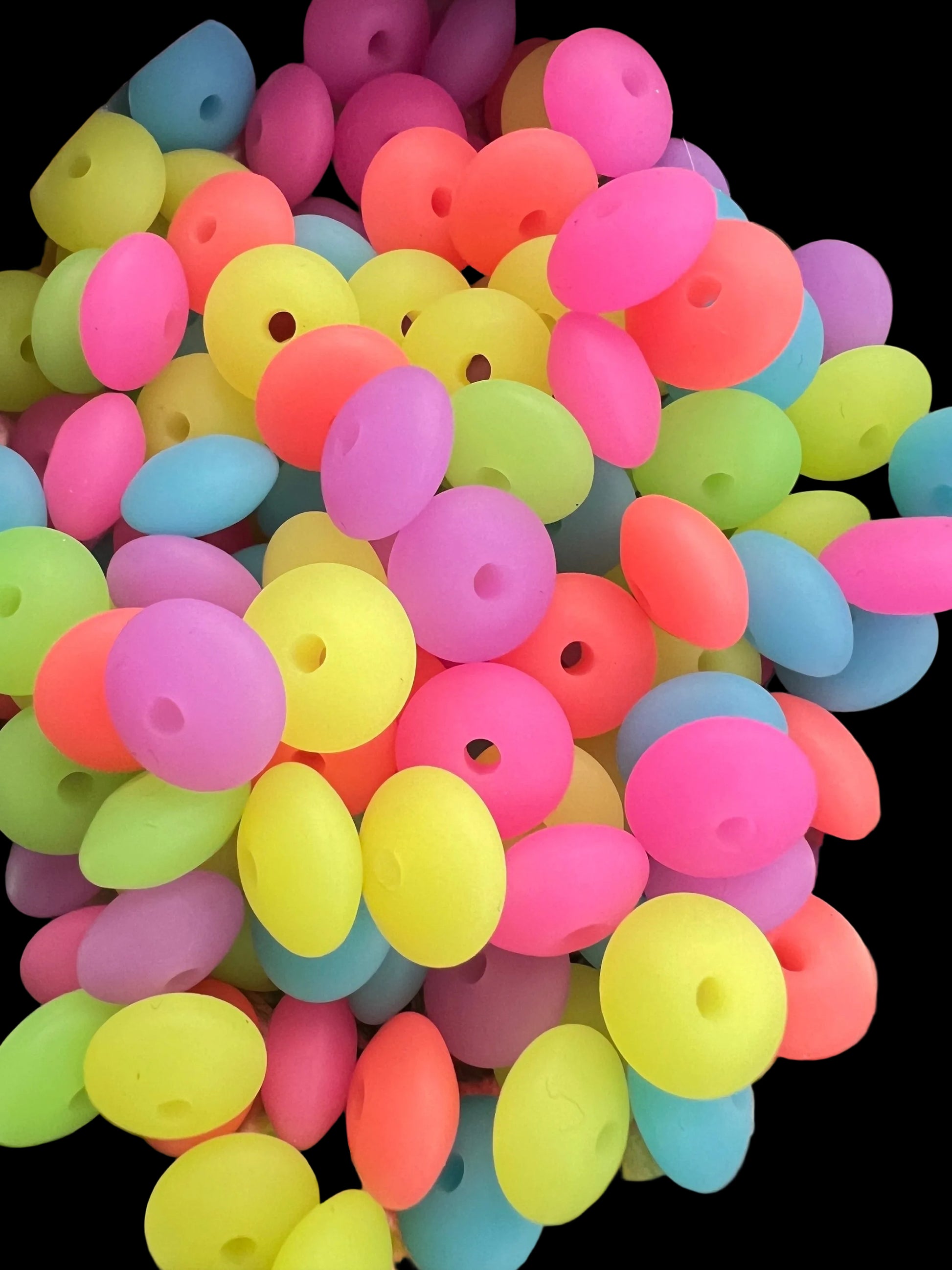 25 PCS- 11mm Silicone GLOW Multicolored/Brights/ Lentils/Spacer/ Wheel Beads image 0