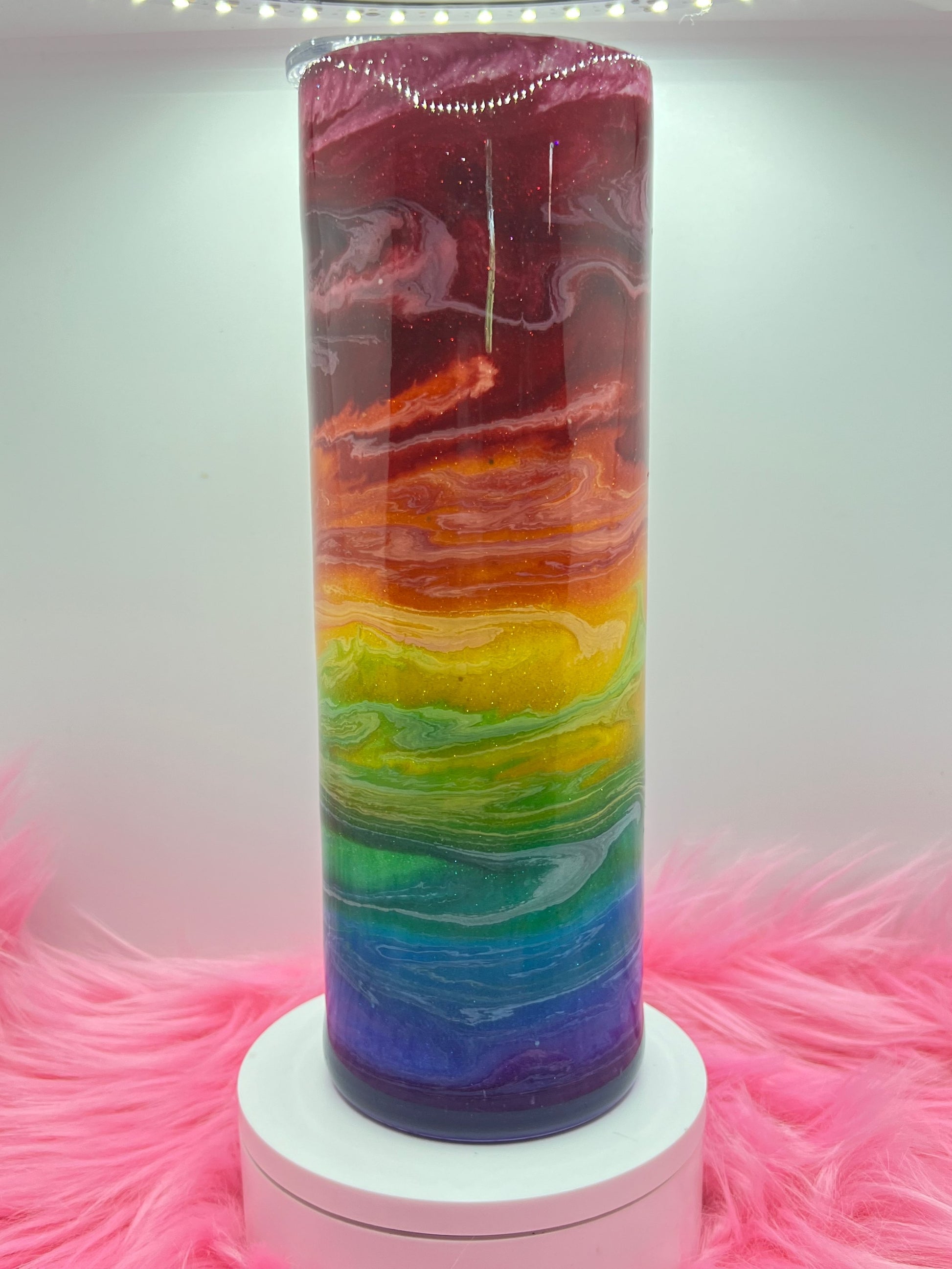 (1)- RTS 30oz Straight RAINBOW ink/glitter Epoxy Tumbler image 4