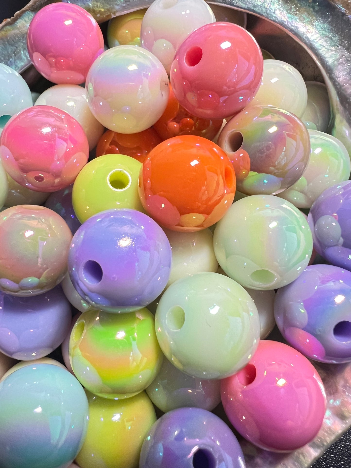 10 PCS-16mm Multicolor Pastel AURA UVAB Iridescent Rainbow Acrylic Beads image 1