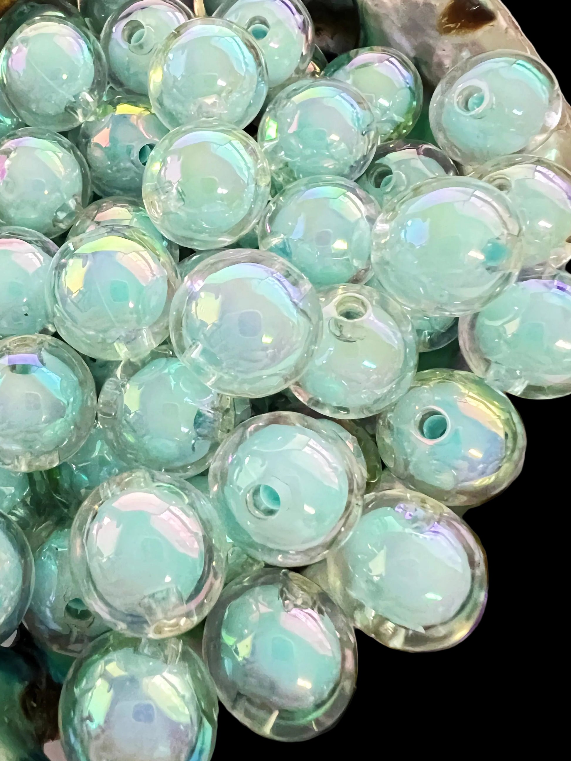 10 PCS - 15mm Jelly SKY BLUE UVAB  Double Layer Round  Acrylic Beads image 1
