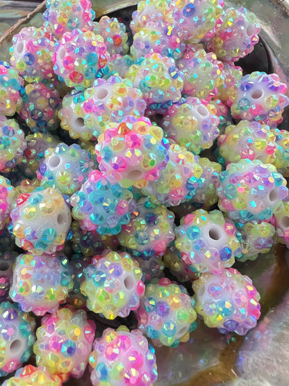 10 PCS -13mm MultiColor Rainbow AB Coated Resin Rhinestone Beads image 0