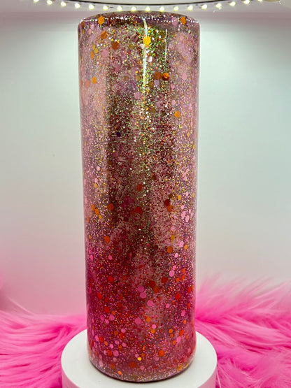   (1)- RTS 30oz Straight Peach/Pink/Yellow Keep Going ink/glitter Epoxy Tumbler image 1