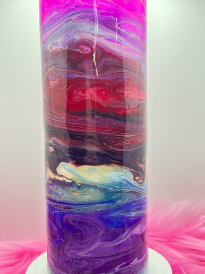 (1)- RTS 30oz Straight Pink/purple/red/blue MILKY WAY ink/glitter Epoxy Tumbler image 3