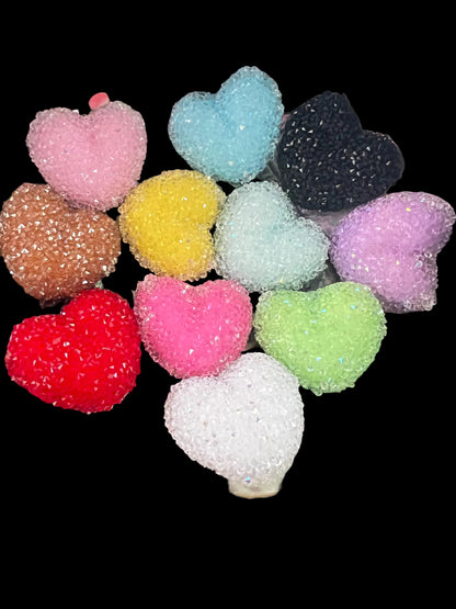 (1)PC- Choose Your Color- 27MM Large Size Sugar Coated Heart Bead image 0