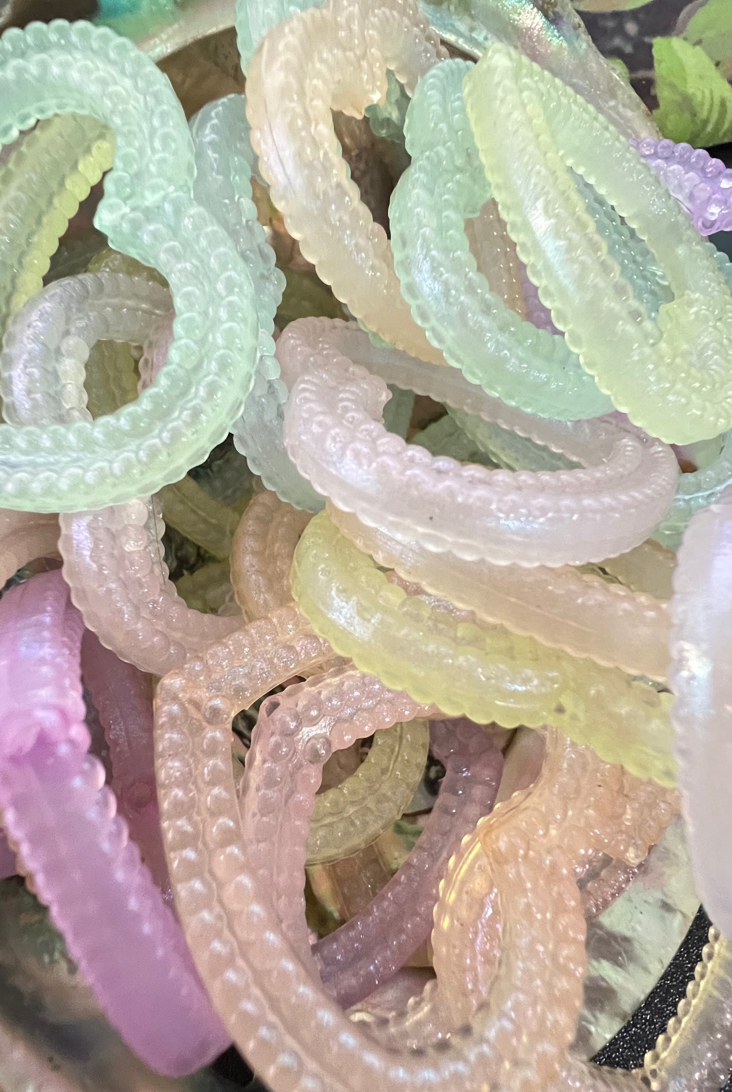 5PCS- 40mm Acrylic AURA Luminous Mixed Colors Focal Heart Shaped Frames image 2