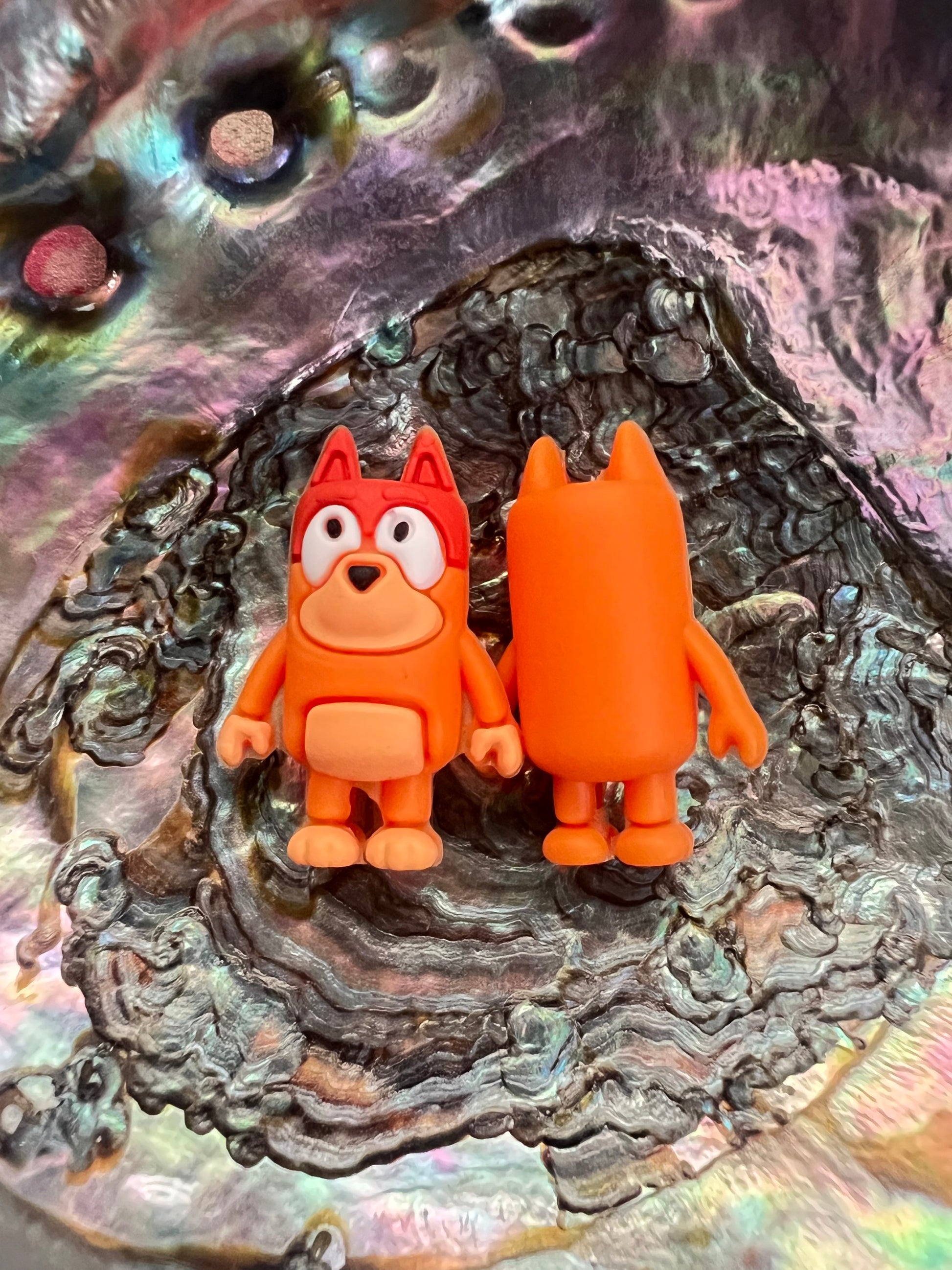 (1)PC- 3D CUTE Standing Orange B-i-n-g-o DOG Silicone Focal Bead image 0