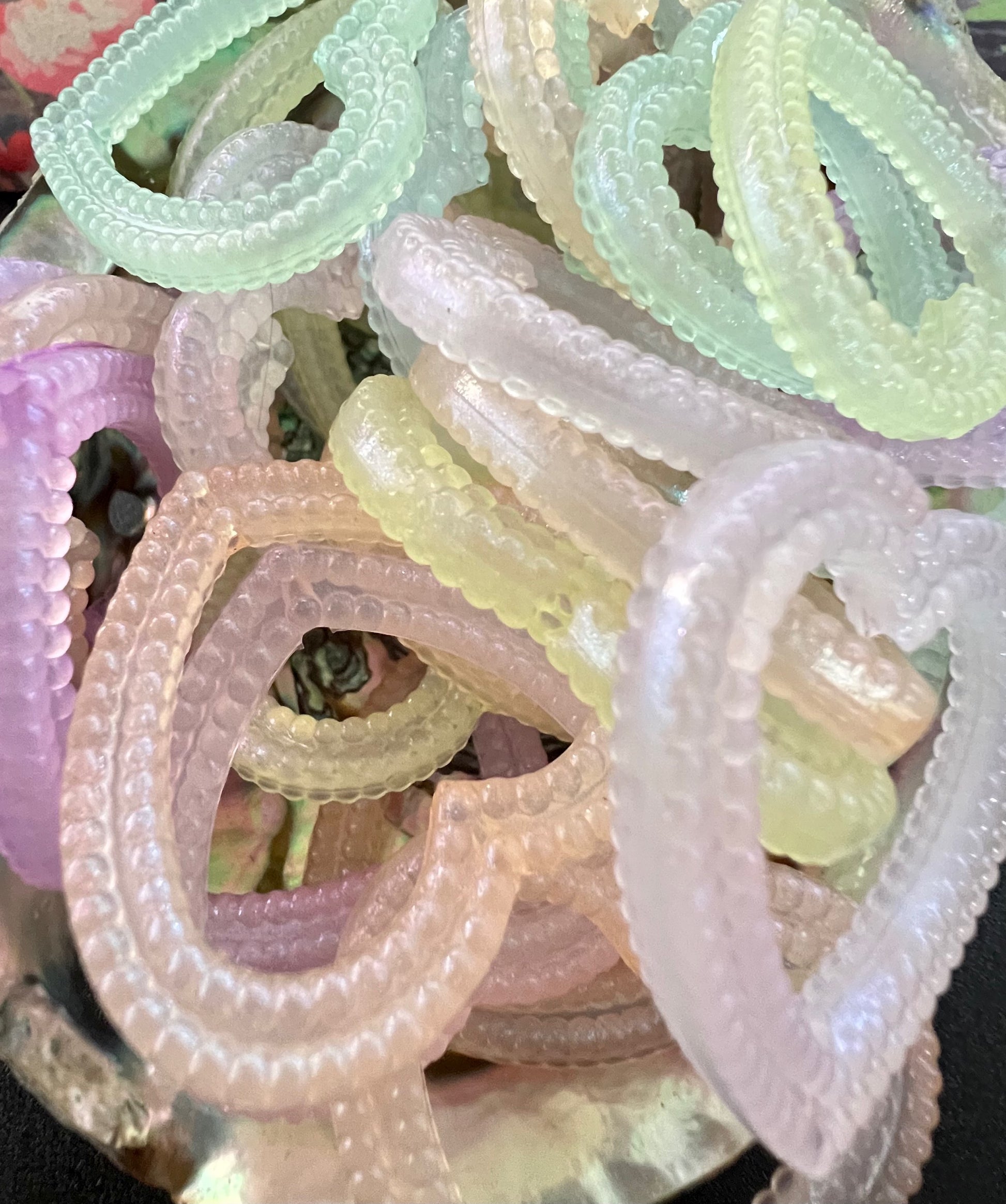 5PCS- 40mm Acrylic AURA Luminous Mixed Colors Focal Heart Shaped Frames image 1