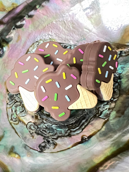(1)PC- Choose Your Color Sprinkled Ice Cream Cone Focal Bead image 2