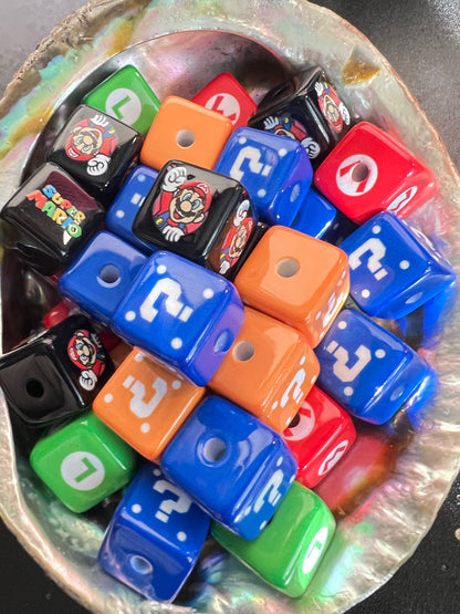6 PCS - 15mm Super Mario Bros Theme Cubes/Square Bead image 3