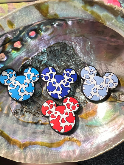 (1)PC- Choose Your Color-  M-i-c-k-e-y- Mouse Head Cow Print Focal Beads image 1