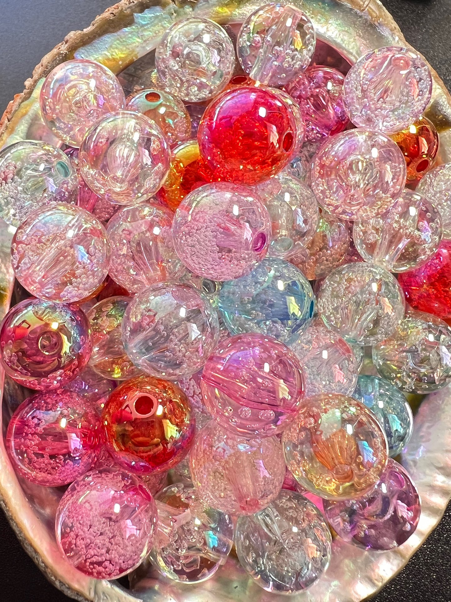 10 PCS- 15mm Multicolored Transparent UVAB Acrylic Galaxy Shimmer Bubble Beads image 2