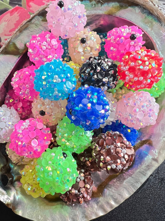 10 PCS- 18mm BRIGHT Mixed Color Pearl&Rhinestone Charm Sugar Coated Round Beads image 0
