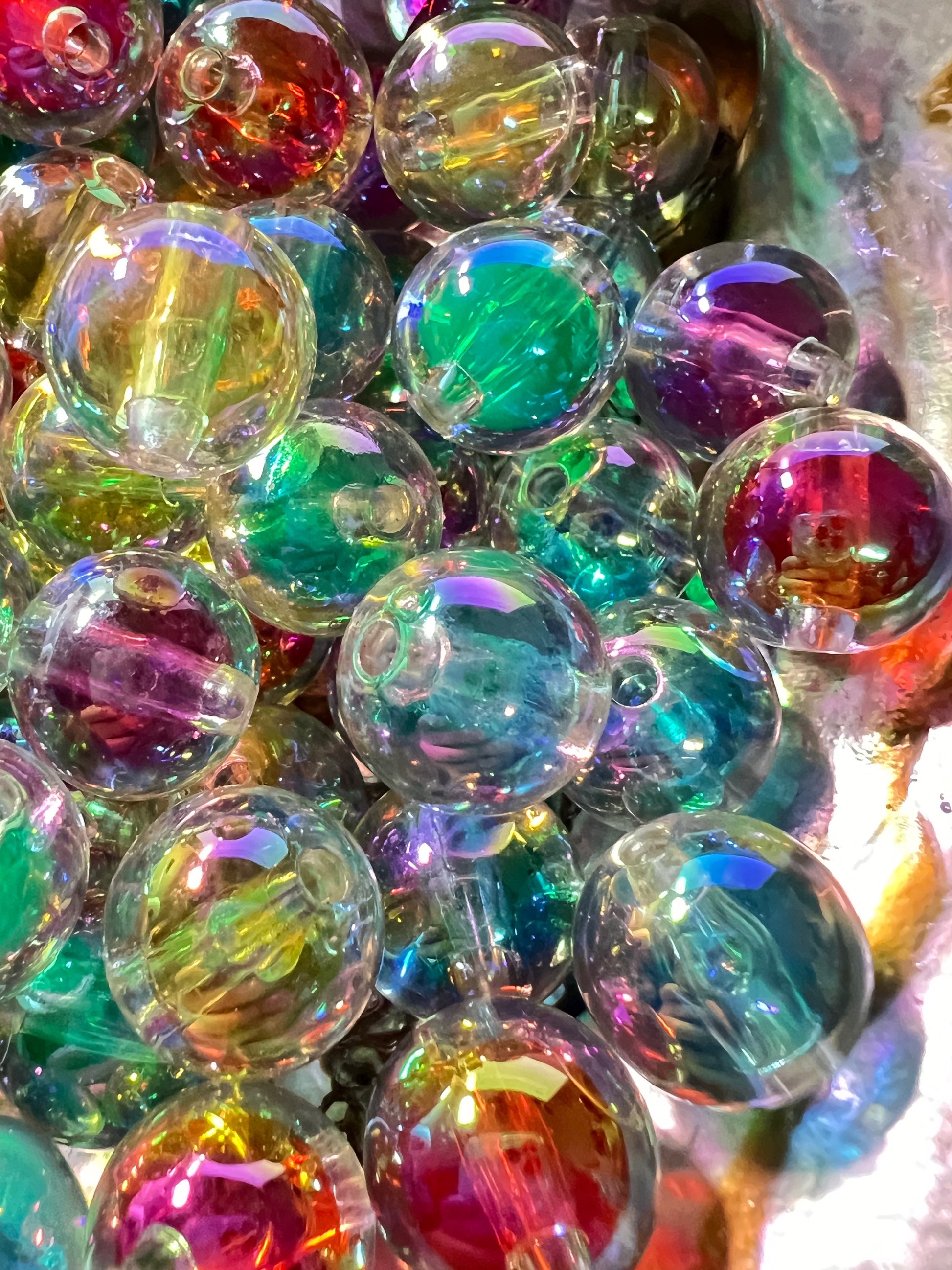 10 PCS - 15mm Jelly Rainbow Double Layer Mix ABUV Round Opaque Acrylic image 2